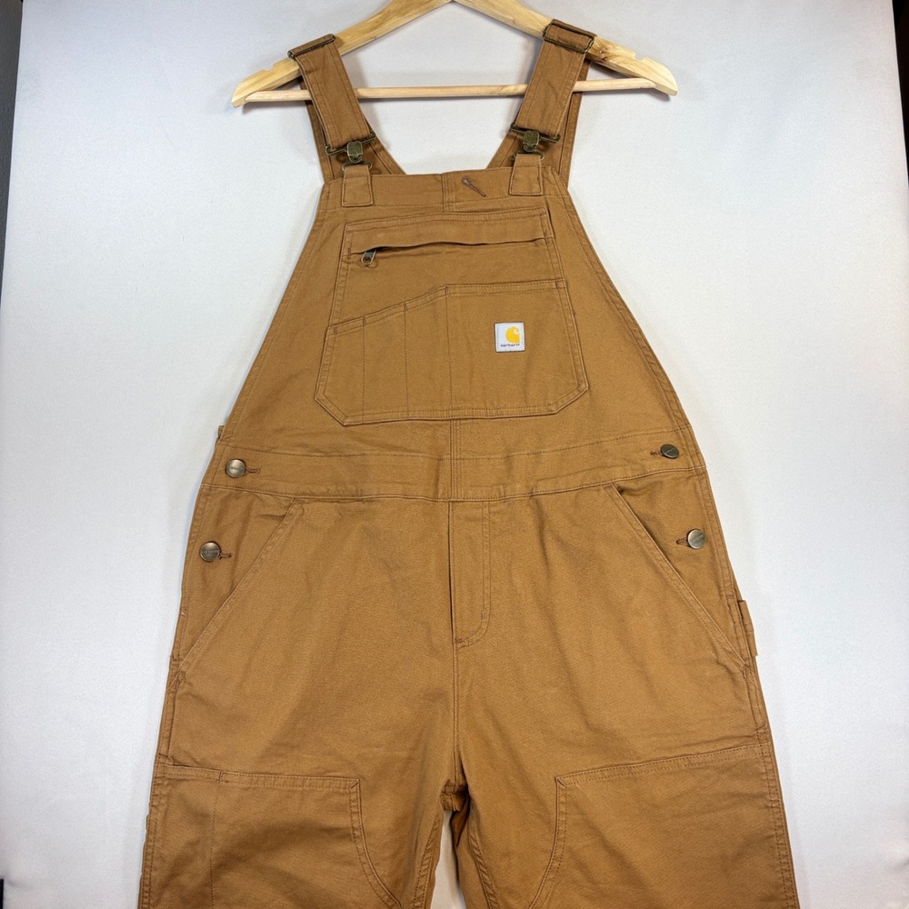 Carhartt Rugged Flex Bib Overalls Womens Medium Short Brown Canvas Workwear NWT